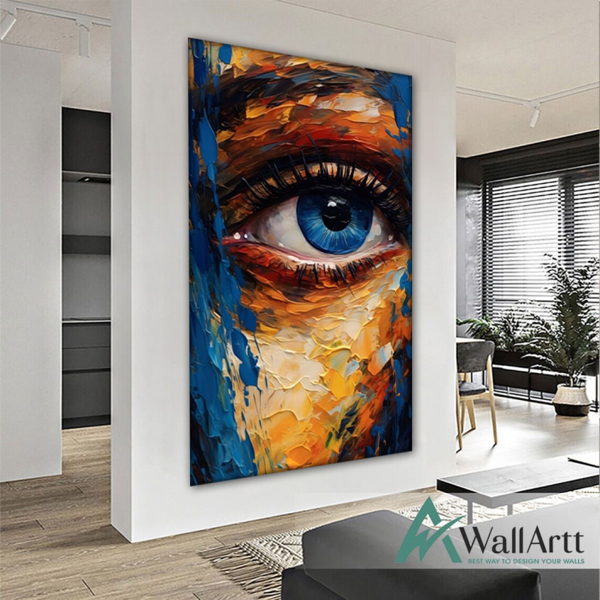 Abstract Blue Eye II 3d Heavy Textured Partial Oil Painting